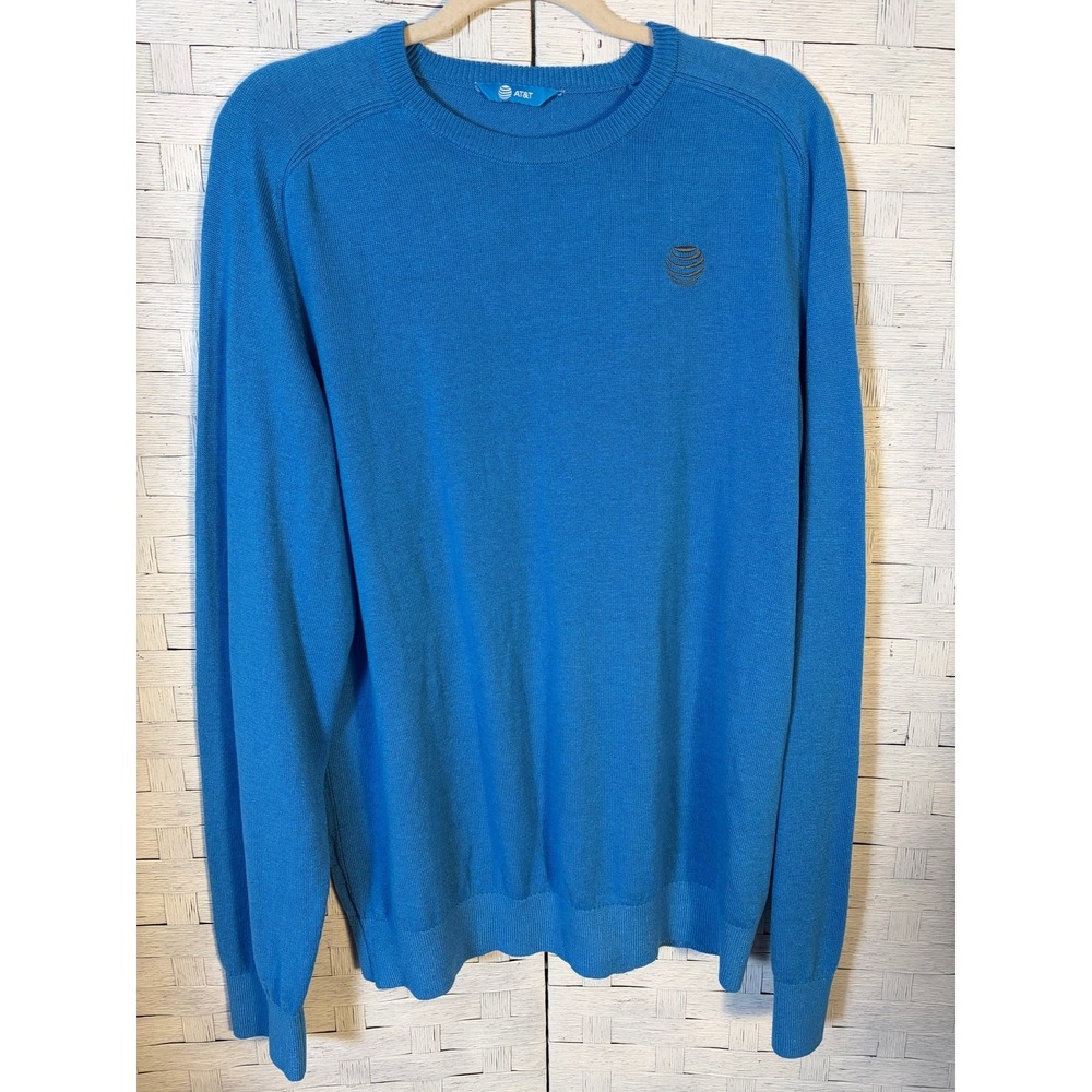 AT&T men's sweater, AT&T symbol‎ embroidered light blue soft long sleeve